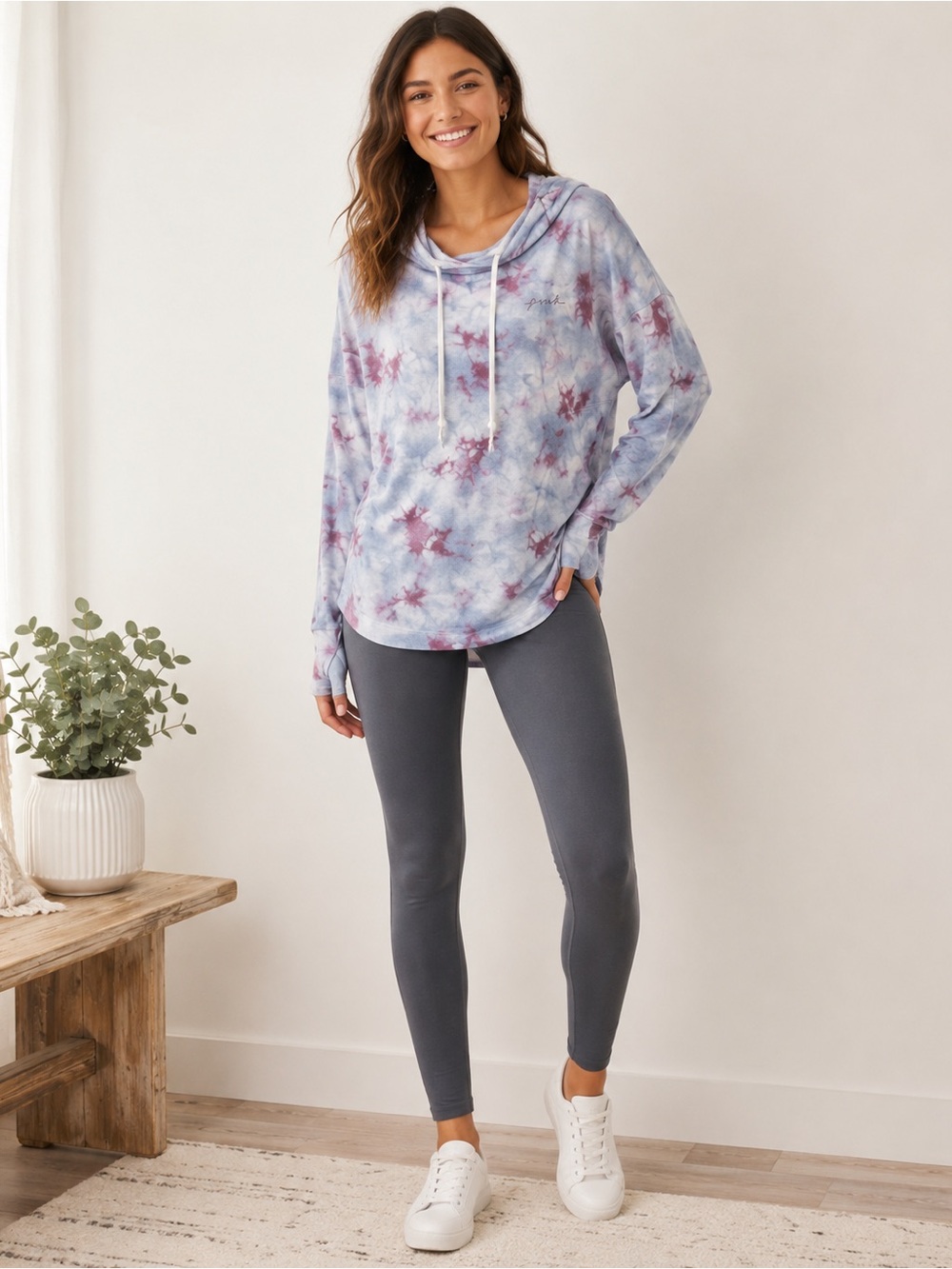 PINK Victoria’s Secret Tie Dye Hooded Pullover Hoodie XL Blue Purple LOVE PINK